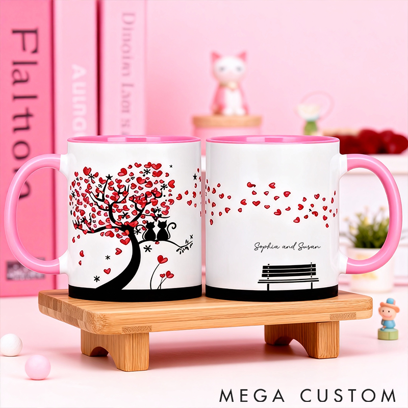 Personalized Cat Lover Cats in Love Scene Sublimation Designs Mugs