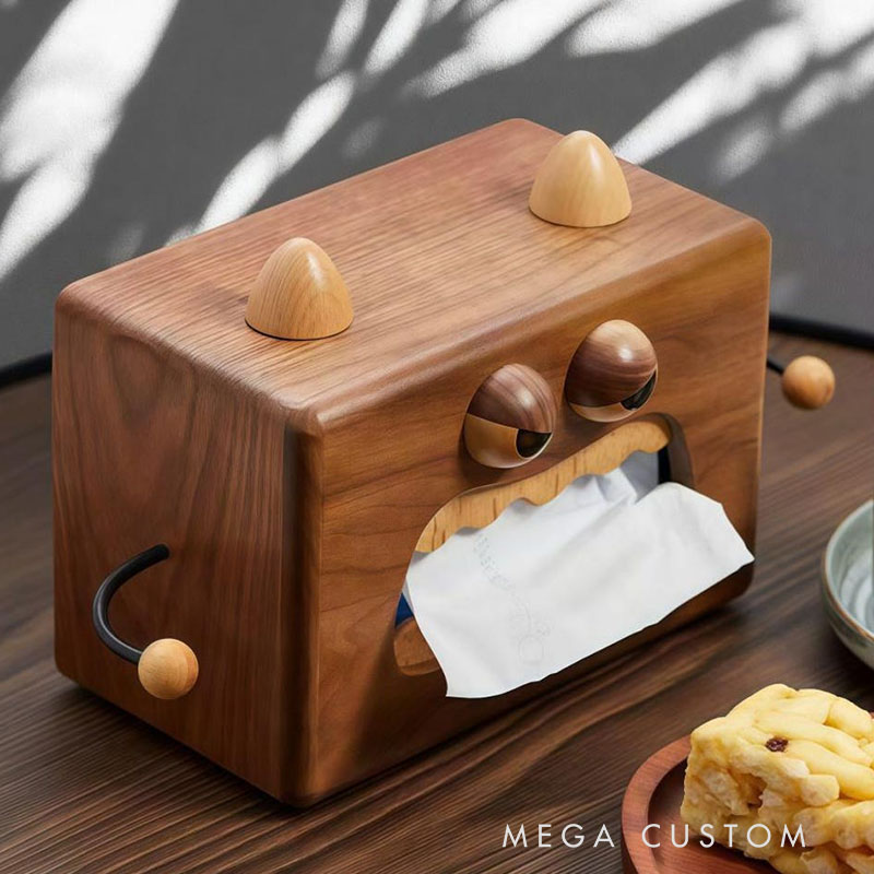 Handmade Wooden Monster Tissue Box Funny Cartoon Decor