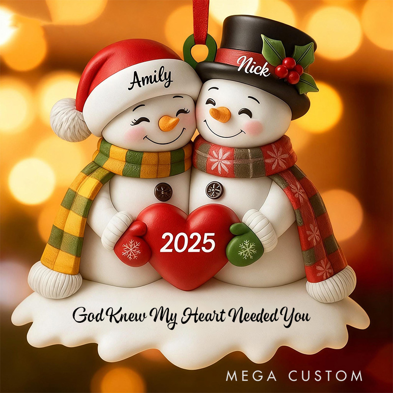 Personalized Snowman God Gave me you Acrylic Christmas Ornament with Name and Text Religious Gift Christmas Tree Decor Christian Gift for Couple