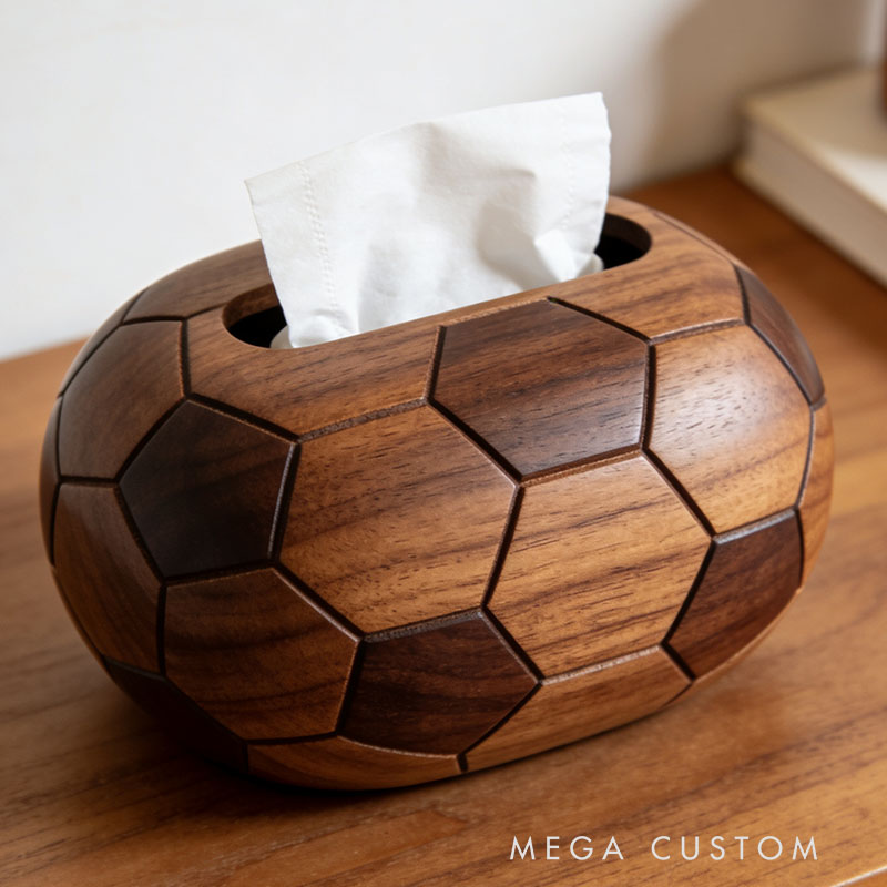 Handmade Wooden Soccer Tissue Box Funny Cartoon Decor