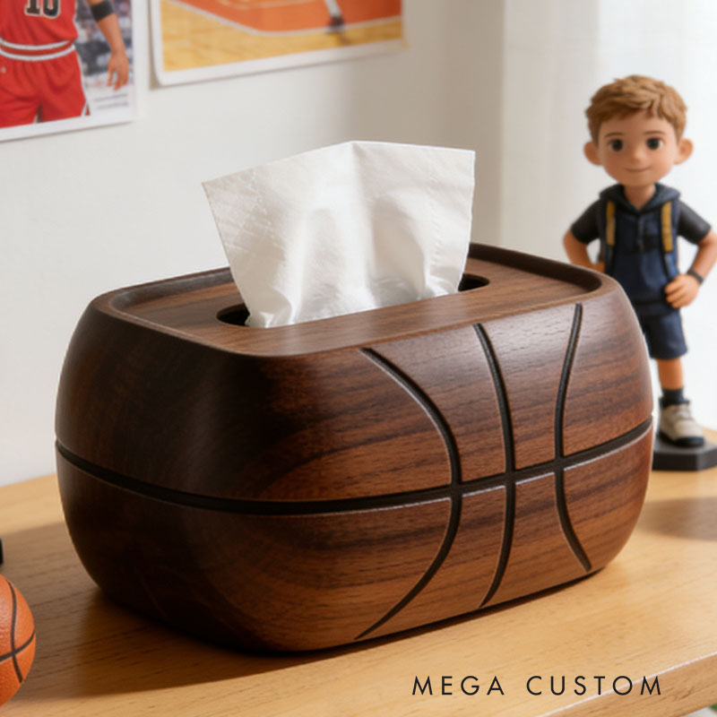 Handmade Wooden Basketball Tissue Box Funny Cartoon Decor