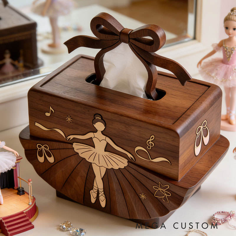 Handmade Wooden Ballet Tissue Box Funny Cartoon Decor