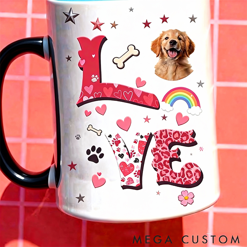 Personalized Pet Lover Love Heart Photo Mugs