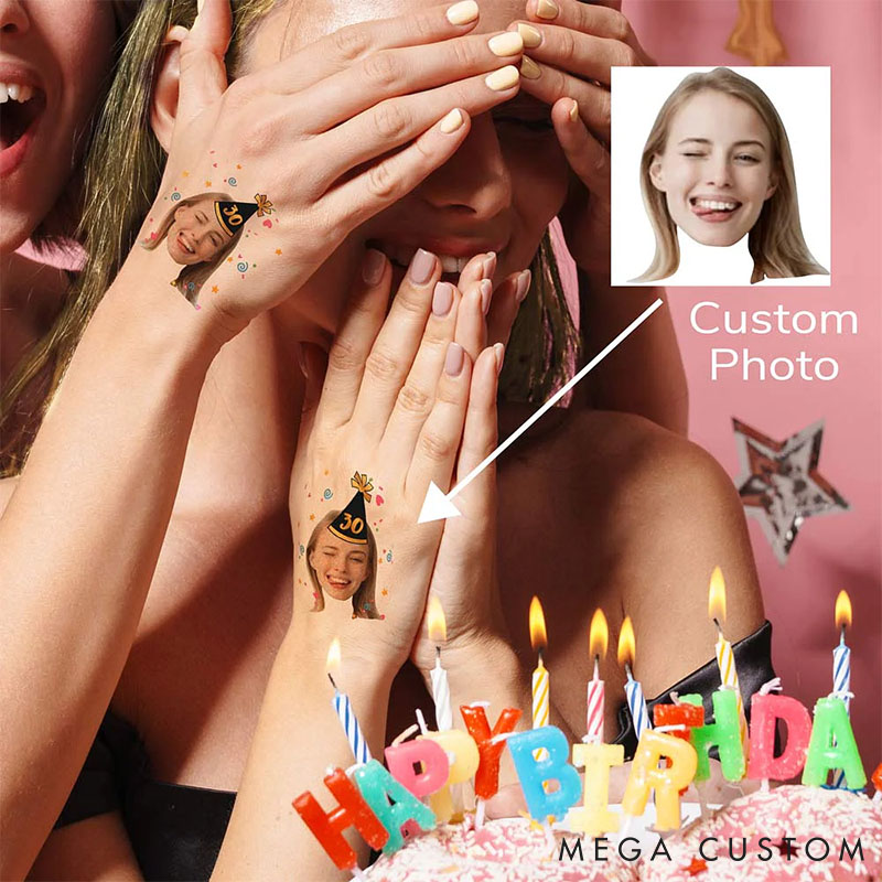 Personalized Man Woman Face Photo Portrait Temporary Tattoo Wedding Temporary Tattoo Birthday Gift for Girlfriend Boyfriend Valentines Day Gift