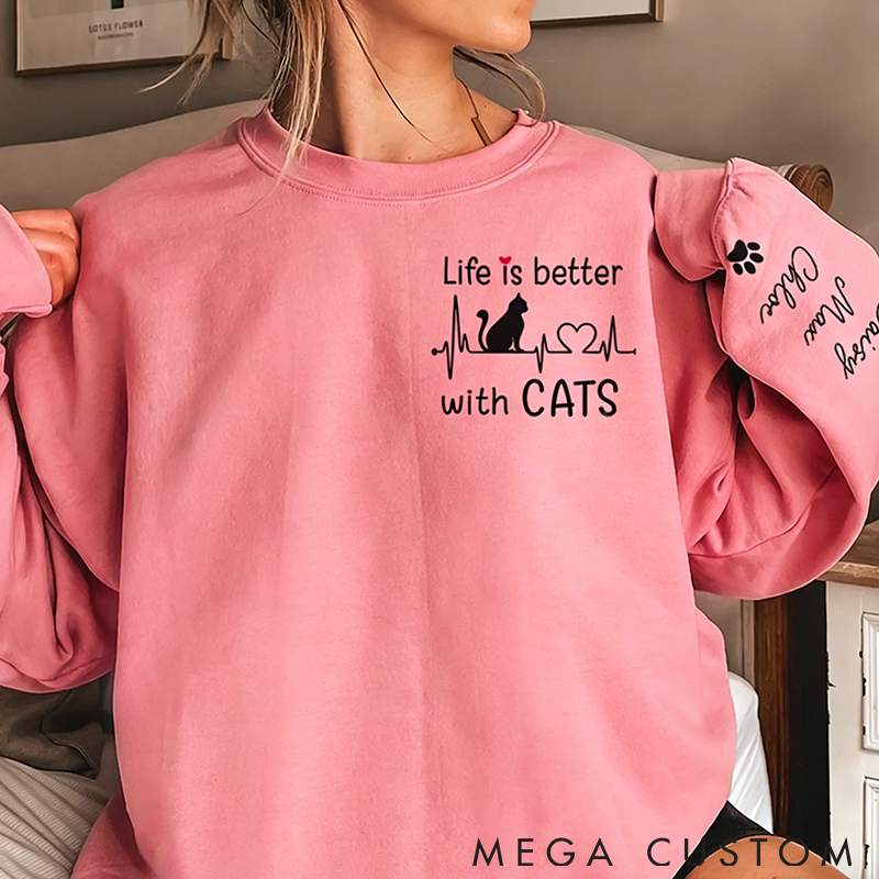 Personalized Cat Lover My Therapist has Whiskers Classic Sweatshirts