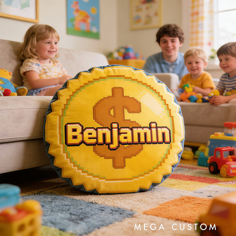 Personalized Game Coins Shaped Pillow for Game Lovers Plush Pillow Christmas Birthday Party Gift for Kids