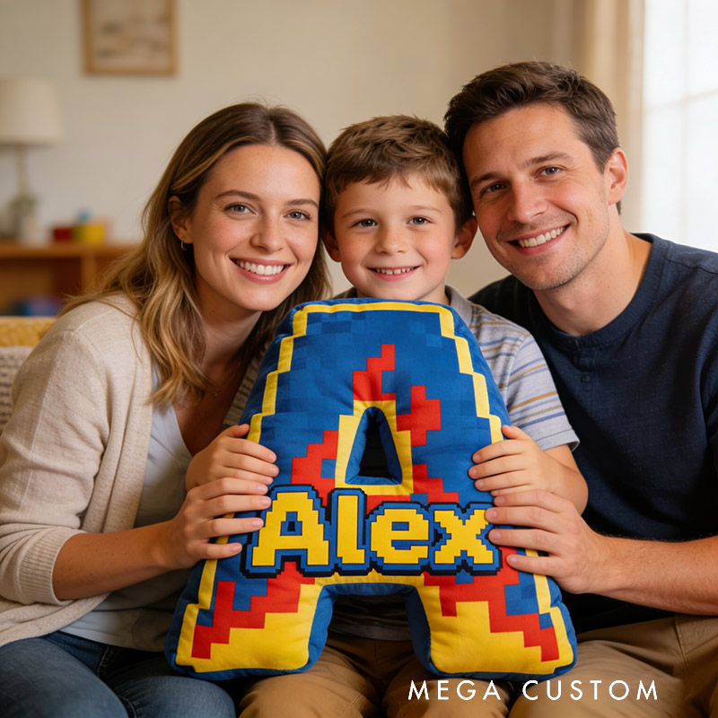 Personalized Game Flame Letter Pillow for Game Lovers Plush Pillow Christmas Birthday Party Gift for Kids