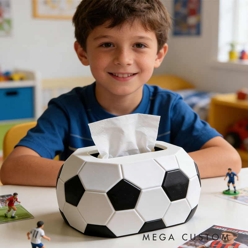 Football Tissue Box Cover 3D Printed Room Decor Cute Tissue Box Cover for Desk Room Kitchen or Bathroom