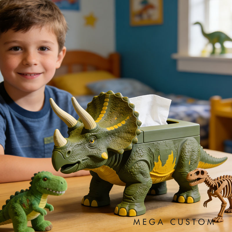 Dinosaur Tissue Box Cover 3D Printed Room Decor Cute Tissue Box Cover for Desk Room Kitchen or Bathroom