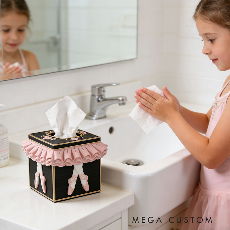 Ballet Tissue Box Cover 3D Printed Room Decor Cute Tissue Box Cover for Desk Room Kitchen or Bathroom