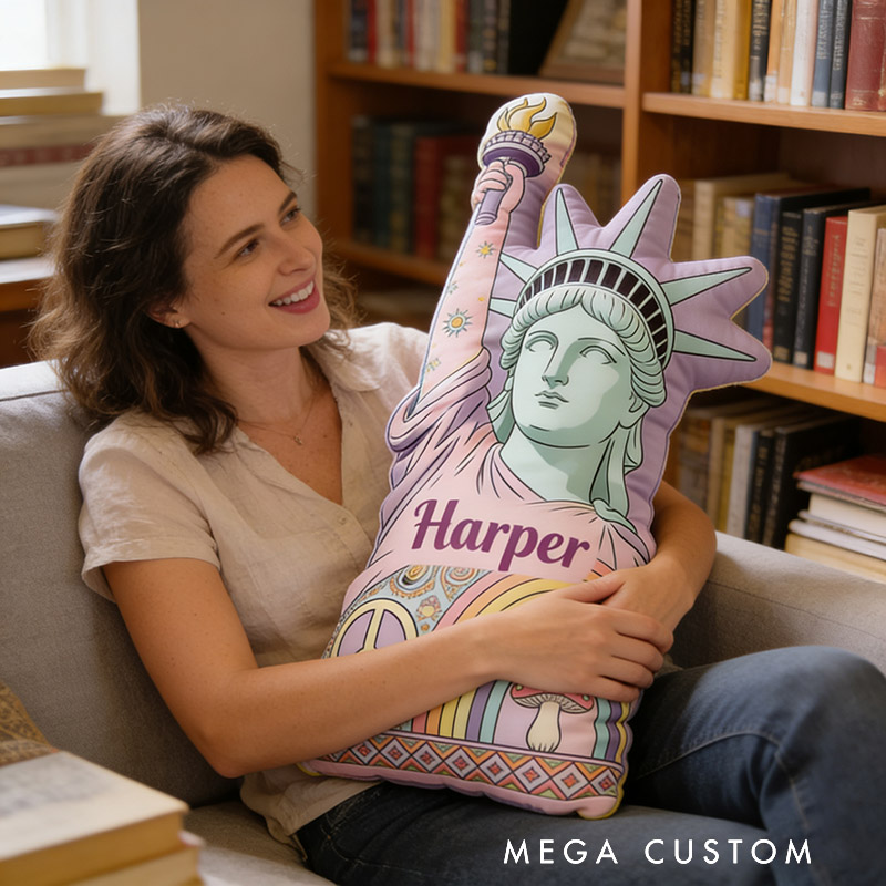 Personalized Statue of Liberty Shaped Pillow Exquisite Hippie Style Customized Name Pillow Perfect for Christmas Birthday Parties for Her for Kids