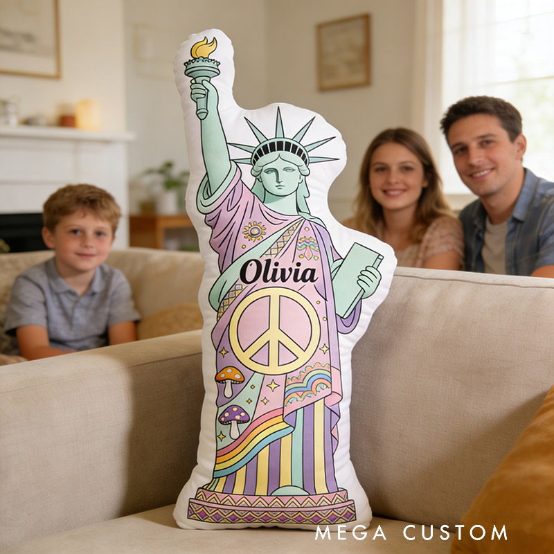 Personalized Statue of Liberty Shaped Pillow Exquisite Hippie Style Customized Name Pillow Perfect for Christmas Birthday Holiday for Her for Kids