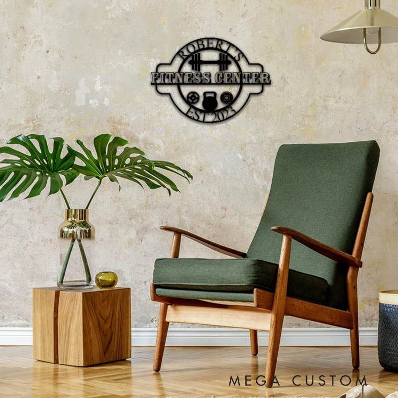 Personalized Gym Metal Sign Powerlifting Sport Metal Wall Art Gym Name Signs Cross Fit Sign Fitness Home Decor Father Day Gift for Gym Lovers