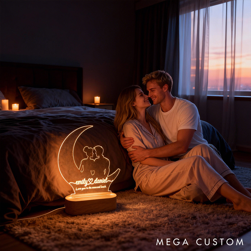 Personalized Couple Love You To The Moon And Back Night Light Custom Names Lamp Valentine's Day Gift for Couple Anniversary Gift for Him Her