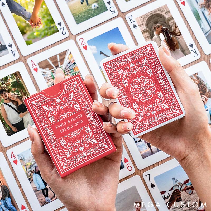 Personalized Photo Playing Cards Classic Design Playing Cards With Photos Custom Valentine's Gift for Couple Anniversary Gift
