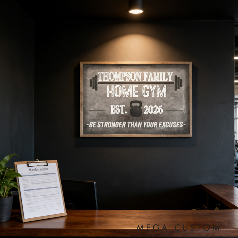 Personalized Gym Portrait Home Gym Sign Home Gym Decor Inspirational Workout Room Wall Art for Gym Lovers