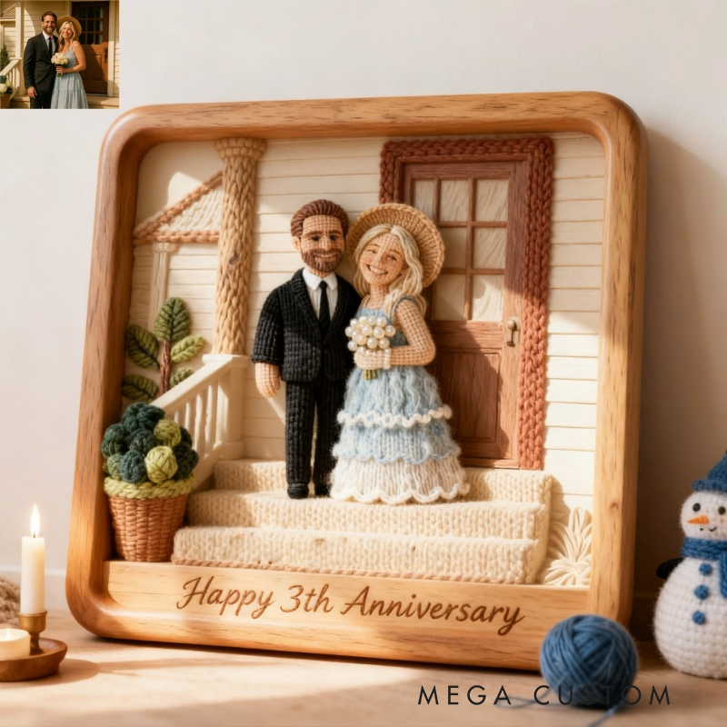 Personalized Custom 3D Knitted Photo Portrait Frame | Personalized Yarn Art Keepsake for Couples, Anniversary & Valentine’s Day Gifts