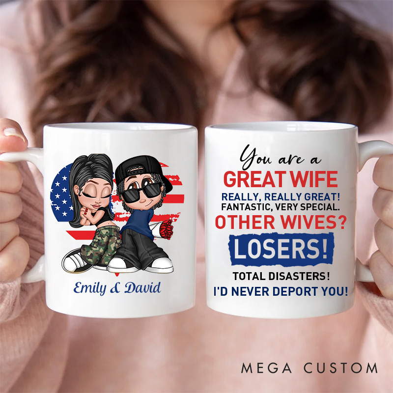 Personalized Great Husband Wife Mug Patriotic Couple Coffee Mug Valentine's Mug for Husband Wife Anniversary Gift for Him Her