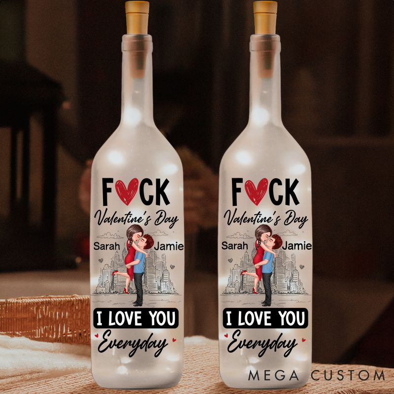 Personalized Couple Valentine's Bottle Light Custom F*cking Valentine's Day Bottle Light Couple Valentine's Gift Love Words Night Bottle Lamp