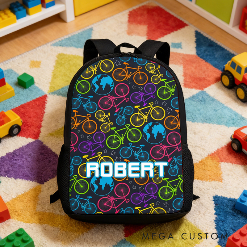 Personalized Custom Name for Kids Back to School Gift Bicycle Kids Boy And Girl Riding Bike for Riding Lovers