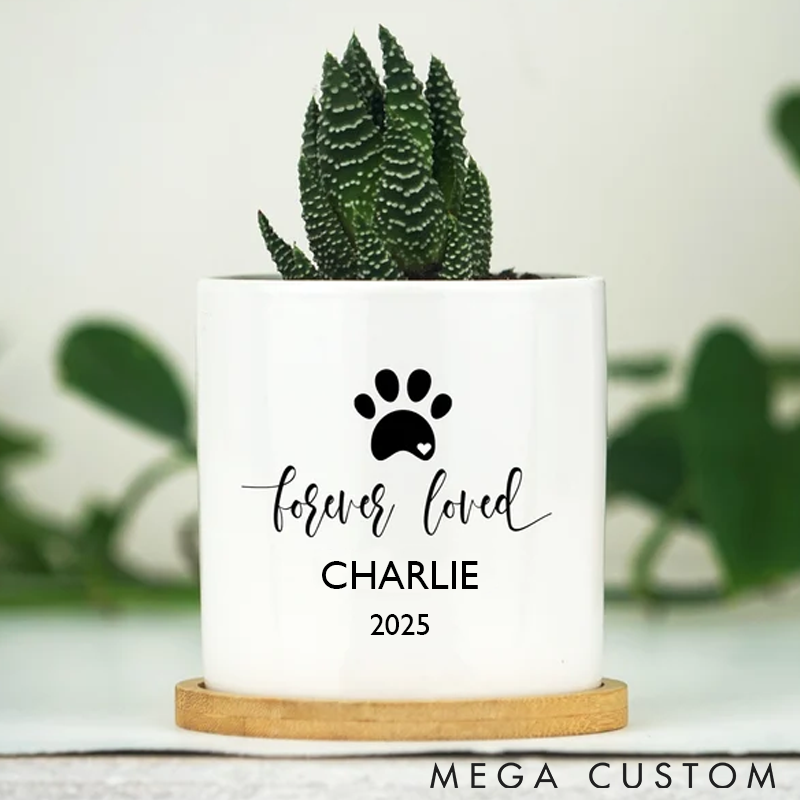 Personalized Pet Lover Dog Forever Loved Memorial Planter