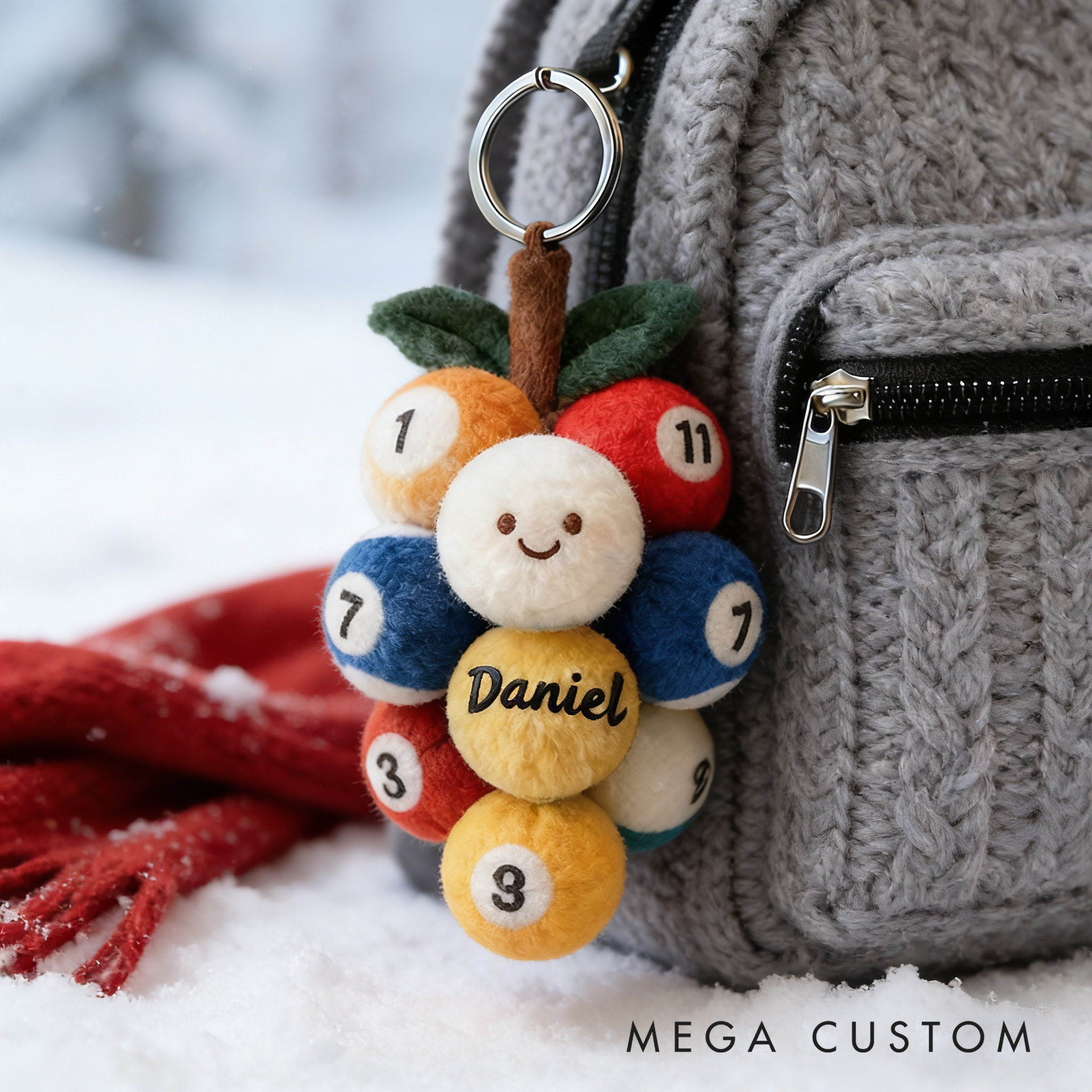 Personalized Billiard Ball Keychain with Custom Name for Pool and Snooker Enthusiasts and Fans