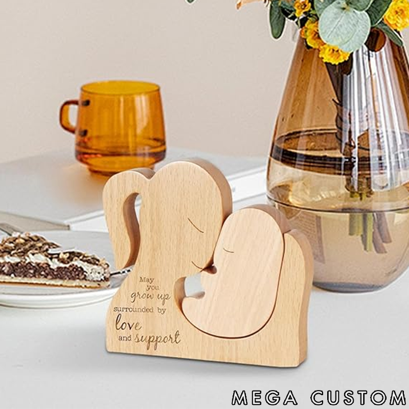 Personalized Wooden Puzzle Mother's Day Mom and Baby Theme Custom Text