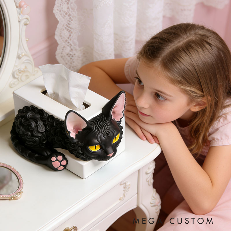 Devon Rex Tissue Box Cover 3D Printed Room Decor Cute Tissue Box Cover for Desk Room Kitchen or Bathroom