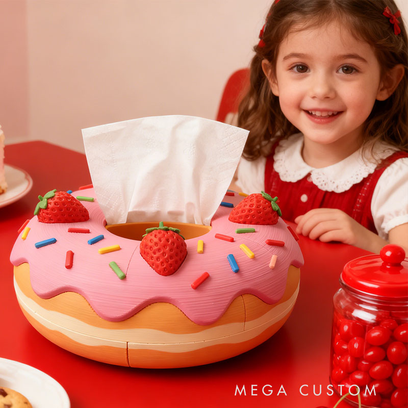 Doughnut Tissue Box Cover 3D Printed Room Decor Cute Tissue Box Cover for Desk Room Kitchen or Bathroom