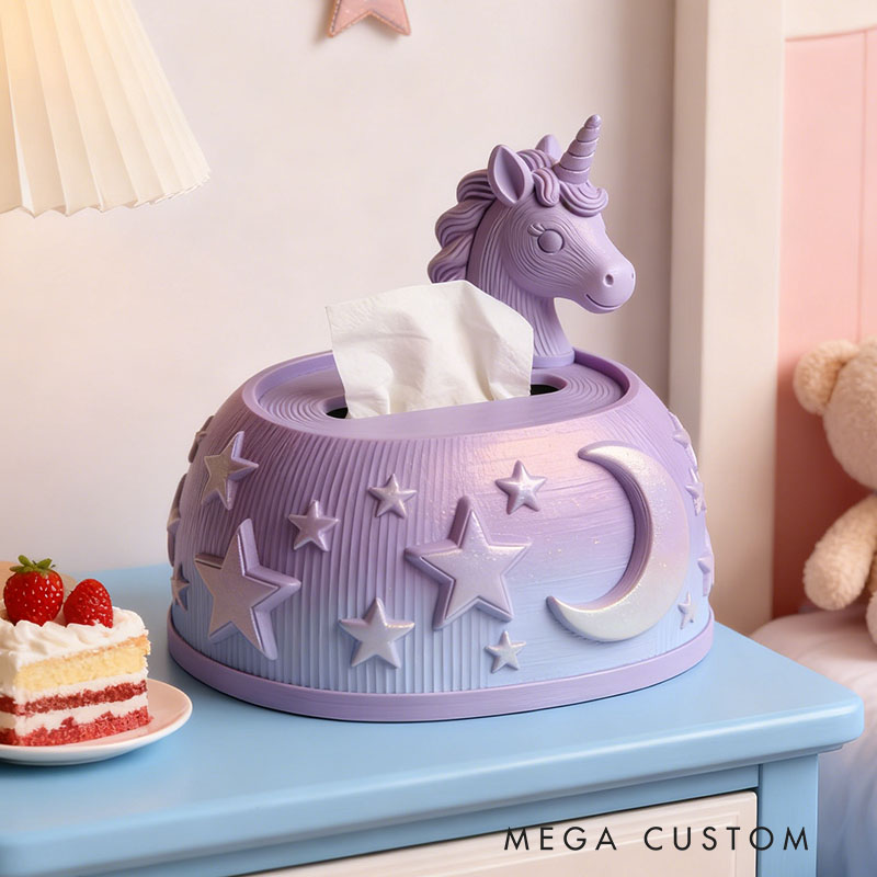 Purple Dream Horse Tissue Box Cover 3D Printed Room Decor Cute Tissue Box Cover for Desk Room Kitchen or Bathroom