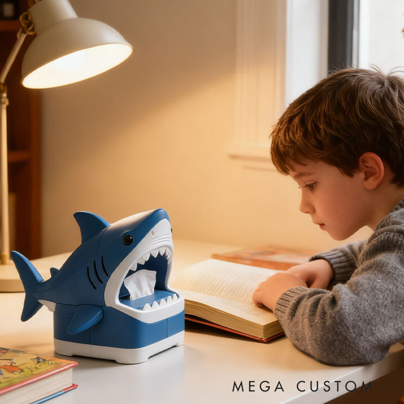 Shark Tissue Box Cover 3D Printed Room Decor Cute Tissue Box Cover for Desk Room Kitchen or Bathroom
