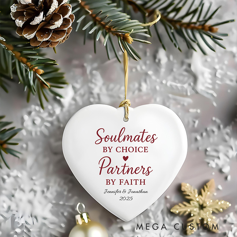Personalized Soulmates by Choice Partners by Faith Ceramic Ornament with Name and Year Religious Gift Valentine's Gift Anniversary Gift