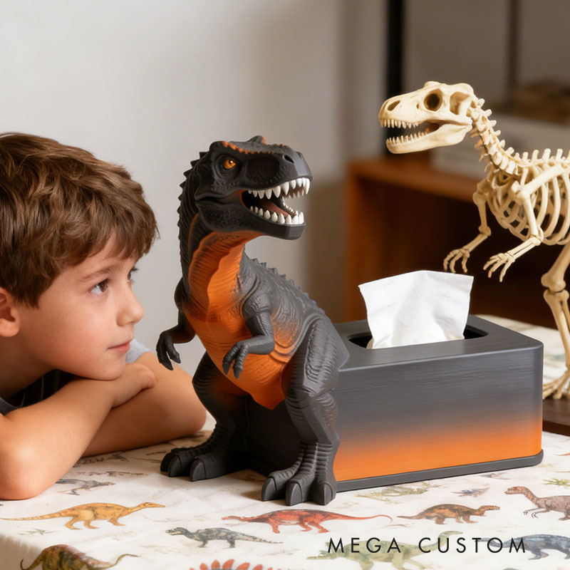 Dinosaur Tissue Box Cover 3D Printed Room Decor Cute Tissue Box Cover for Desk Room Kitchen or Bathroom