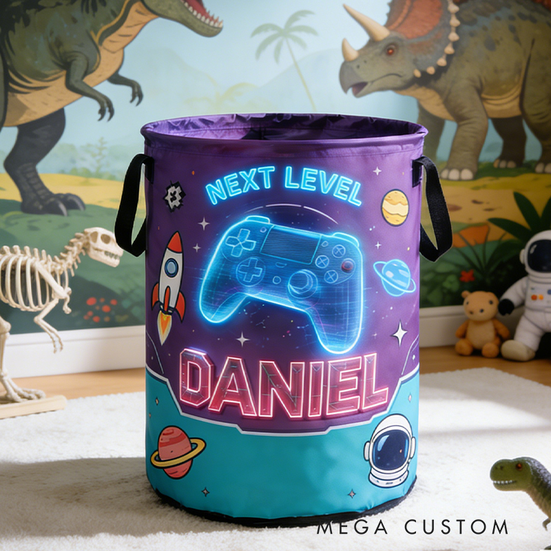 Personalized Galaxy Game Controller Collapsible Storage Basket for Laundry Toys Organizer Game Lover Gift for Kids