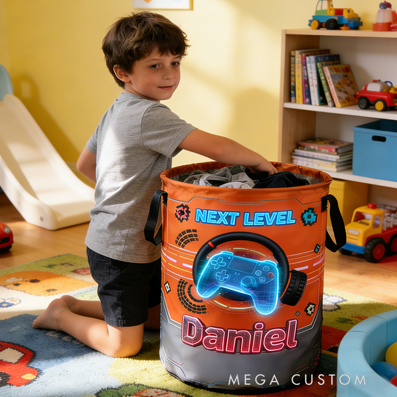 Personalized Mechanical Game Controller Collapsible Storage Basket for Laundry Toys Organizer Game Lover Gift for Kids