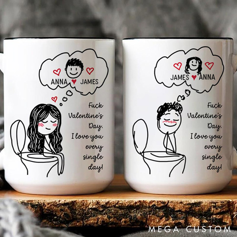 Personalized Funny Couple Mug Custom Toilet Love Cups for Couple I Love You Every Single Day Gift Coffee Mug Valentine's Day Gift for Him Her