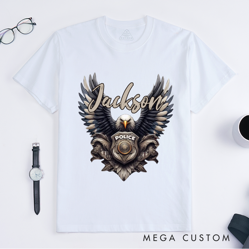Personalized Majestic Eagle Police Tribute Design Gift for Police Officer T-Shirt