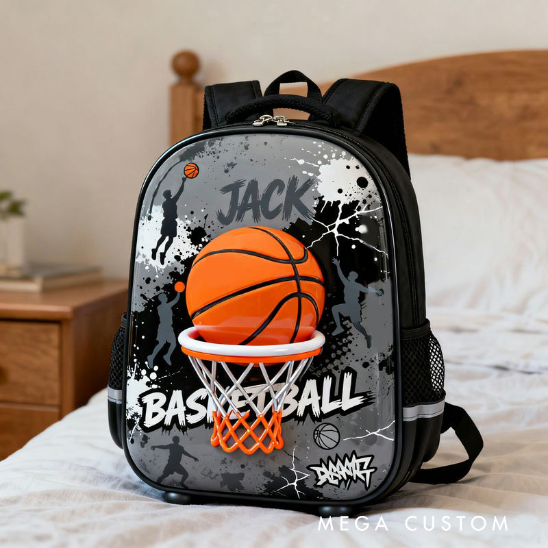 Personalized Basketball Backpack with Fiery Design and Custom Name for Take Your Game Everywhere