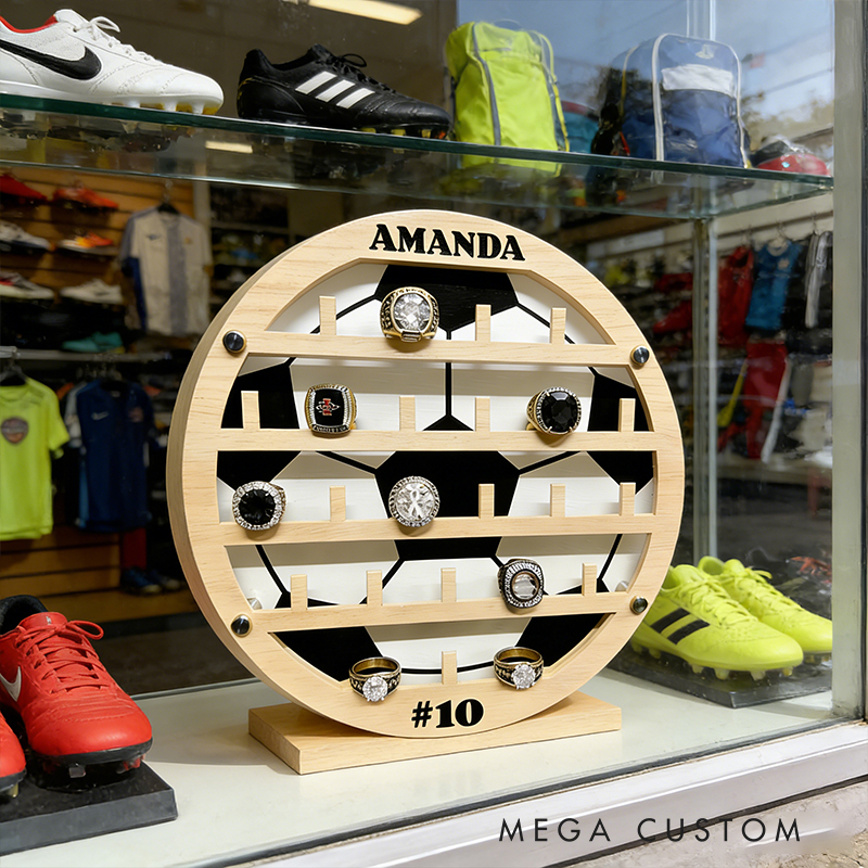 Personalized Soccer Style Ring Holder Custom Name Number Perfect Gift for Soccer Player