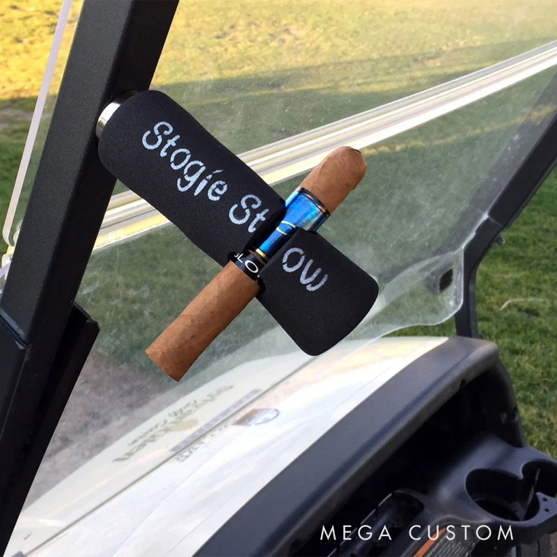 Personalized Stogie Stow Magnetic Golf Cart Cigar Holder – Secure Cigar Rack for Golfers (Fits All Sizes)