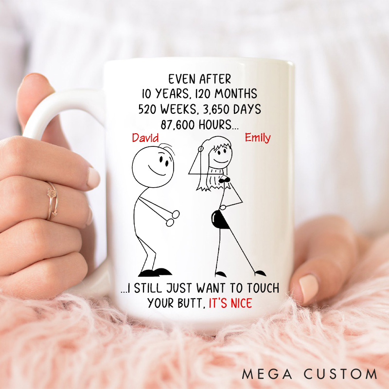 Personalized Couple Anniversary Mug Want To Touch Your Butt Custom Coffee Mug Gift for Husband Wife Valentines Gift for Him Her