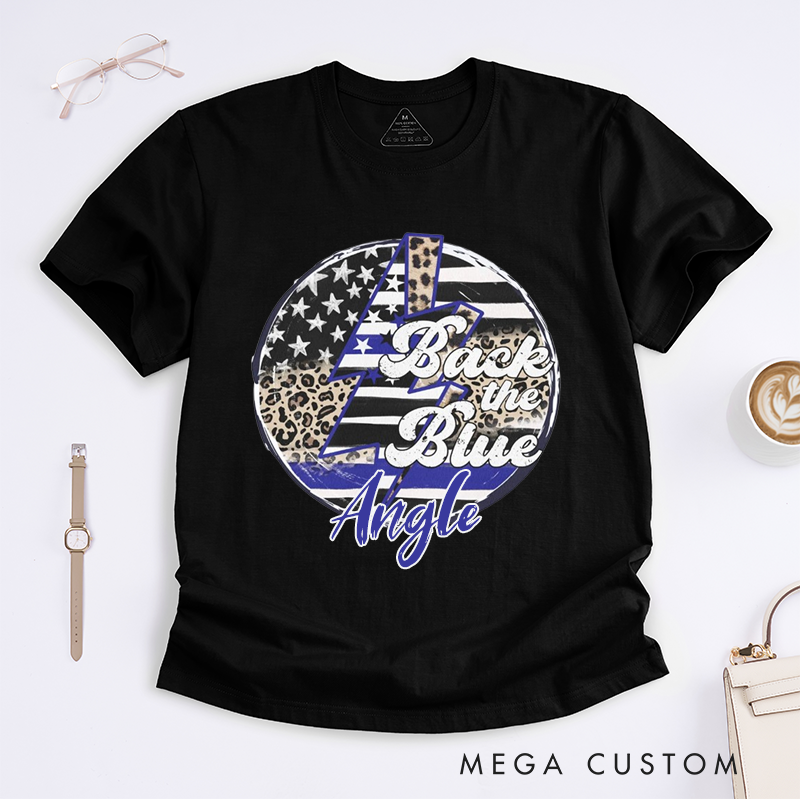 Personalized Police Stylish Back the Blue Graphic Design Gift for policewoman Police Officer T-Shirt