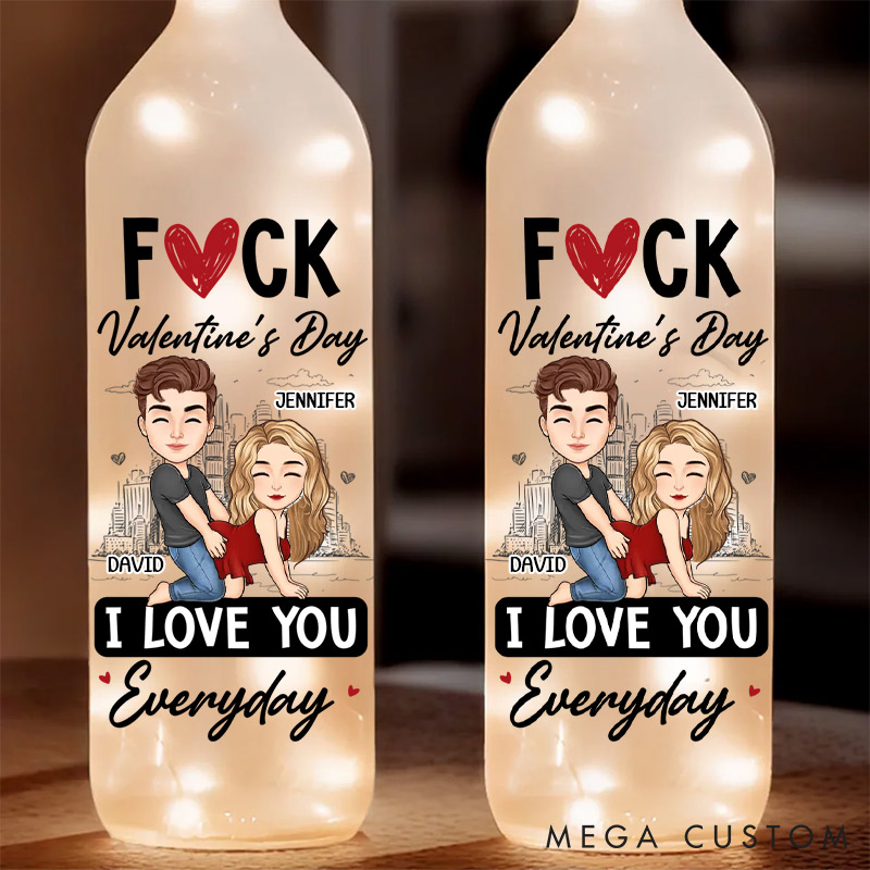 Personalized Couple LED Bottle Lamp F*cking Valentine's Day I Love You Every Day Couple Night Light Couple Valentine Gift Night Bottle Lamp