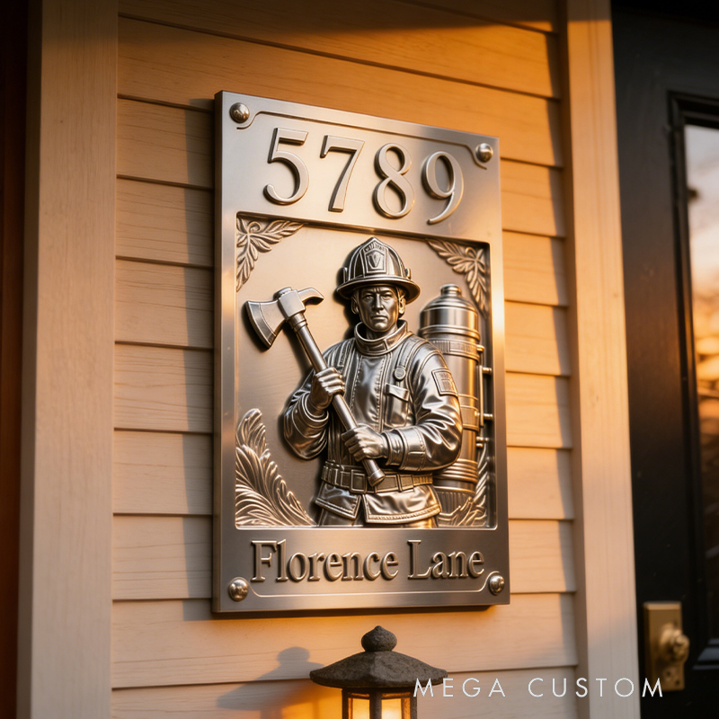 Personalized Metal Firefighter Door Sign Custom Text Perfect Housewarming Holiday Anniversary Gift