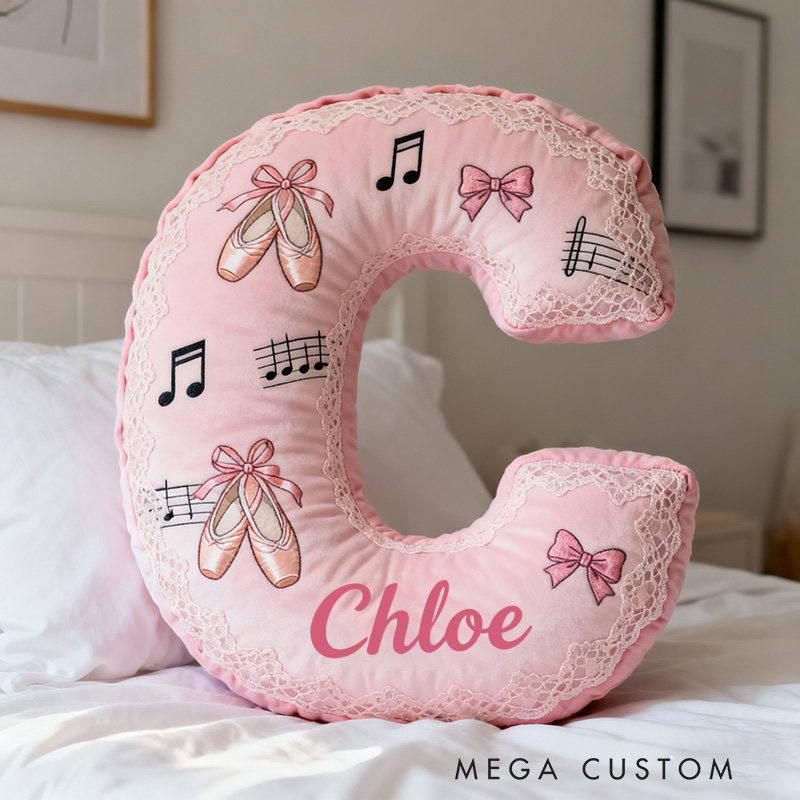 Personalized Graphic 3D Print Ballet Dance Pillow With Your Own Name Soft Stuffed Toy for Kids Unique Decorative Cushion for Girls' Room