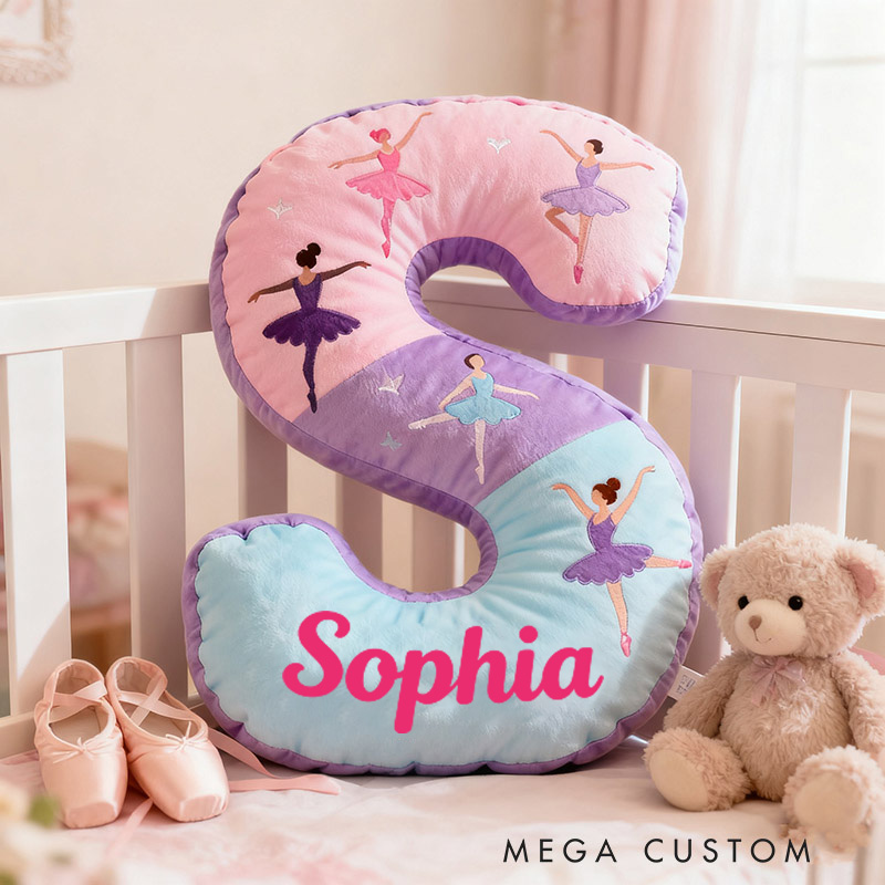 Personalized Graphic 3D Print Ballet Dancers Pillow With Your Own Name Soft Stuffed Toy for Kids Unique Decorative Cushion for Girls' Room