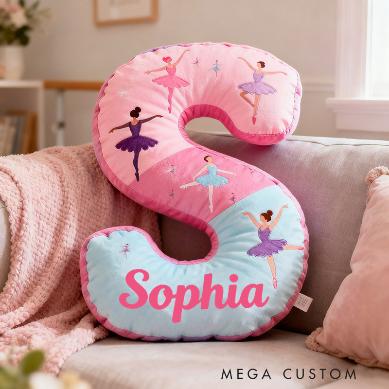 Personalized Graphic 3D Print Ballet Dancer Pillow With Your Own Name Soft Stuffed Toy for Kids Unique Decorative Cushion for Girls' Room