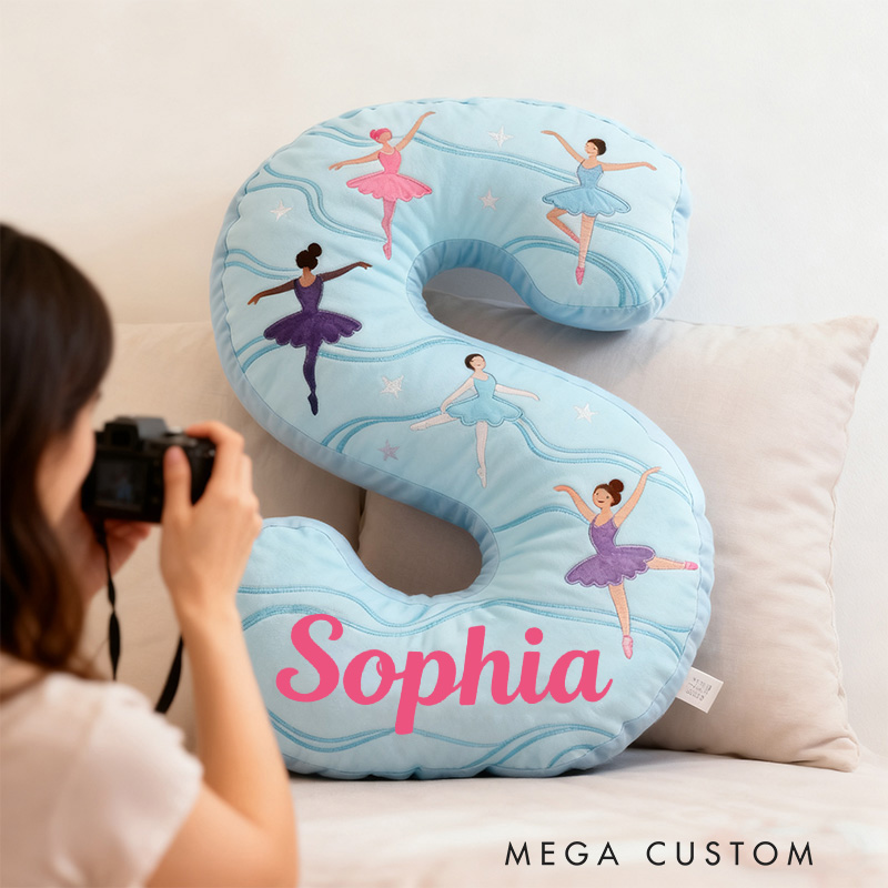 Personalized Graphic 3D Print Ballet Pillow With Your Own Name Soft Stuffed Toy for Kids Unique Decorative Cushion for Girls' Room