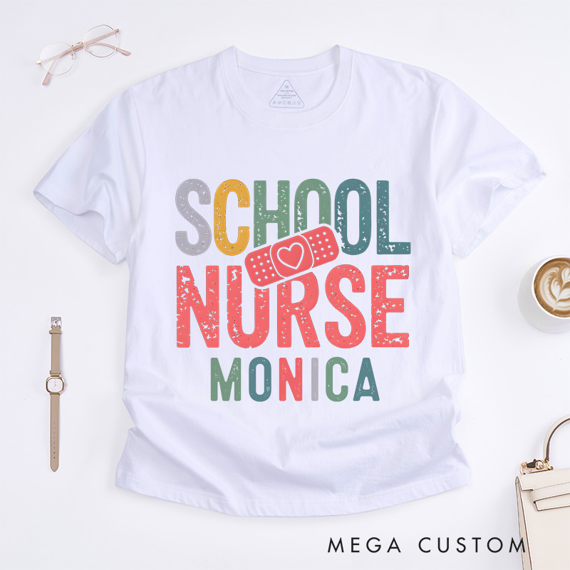 Personalized Nurse T-Shirts School Nurse Healing Hands Fashion Design T-Shirts