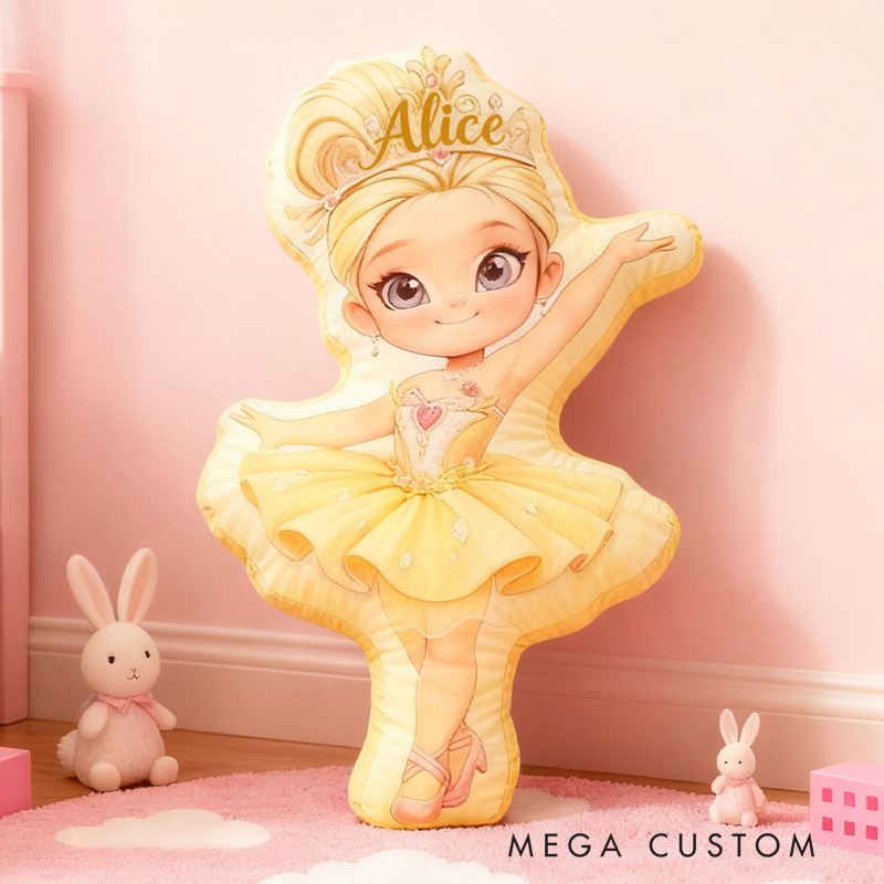 Personalized Ballet Dancers Pillow with Your Own Name Soft Stuffed Toy for Kids Unique Decorative Cushion for Girls' Room and Dance Studio